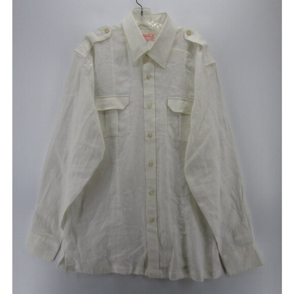 Inserch Other - Inserch Shirt XL Linen Button Up Military Flap Pockets Collared Woven